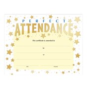 Perfect Attendance Gold Foil-Stamped Certificate 100-Piece Assortment Pack