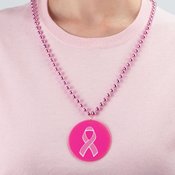 Pink Ribbon Medallion Beaded Necklace