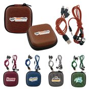 Textured Charging Cable Ear Bud Kit - Personalization Available