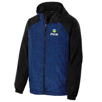 Sport-Tek® Men's Heather Colorblock Raglan Hooded Wind Jacket - Personalization Available from Positive Promotions