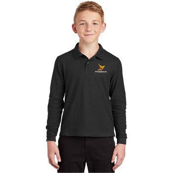 Port Authority® Youth Silk Touch Long-Sleeve Polo - Embroidered Personalization Available from Positive Promotions