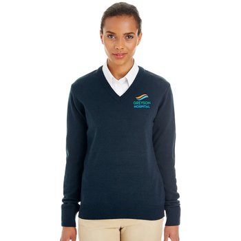 Harriton&reg; Women's' Pilbloc&trade; V-Neck Sweater - Embroidered Personalization Available from Positive Promotions