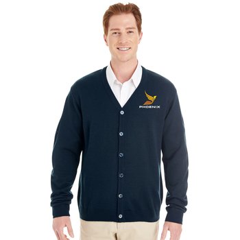 Harriton&reg; Men's Pilbloc&trade; V-Neck Button Cardigan Sweater - Embroidered Personalization Available from Positive Promotions