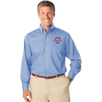 Blue Generation&reg; Superblend Men's Stain-Release Poplin Woven Long-Sleeve Shirt -Embroidered Personalization Available from Positive Promotions