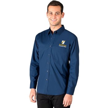 Blue Generation&reg; Untucked Superblend Men's Poplin Long Sleeve Shirt - Embroidered Personalization Available from Positive Promotions