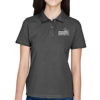 Harriton&reg; Women's Ringspun Cotton Pique Polo- Embroidered Personalization Available from Positive Promotions