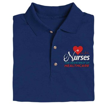Nurses: The Heartbeat Of Healthcare Gildan&reg; Dryblend Jersey Polo Shirt - Personalization Optional from Positive Promotions