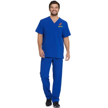 Dickies&reg; Men's EDS Essentials 4-Pocket V-Neck Scrub Top - Embroidered Full Color Logo Personalization Available from Positive Promotions