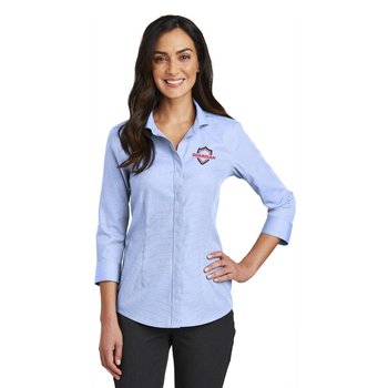 Red House&reg; Ladies' 3/4-Sleeve Nailhead Non-Iron Shirt - Embroidered Personalization Available from Positive Promotions