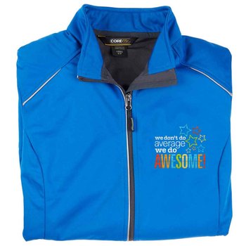 We Don't Do Average, We Do Awesome! Core 365 Women's Three-Layer Knit Full-Zip Jacket - Personalization Available from Positive Promotions