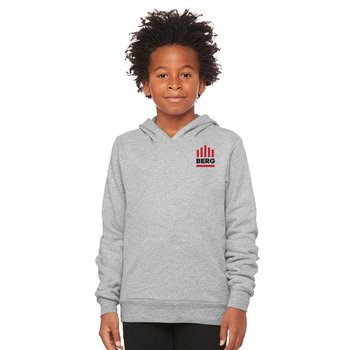 BELLA+CANVAS® Youth Sponge Fleece Pullover Hooded Sweatshirt - Embroidered Personalization Available from Positive Promotions