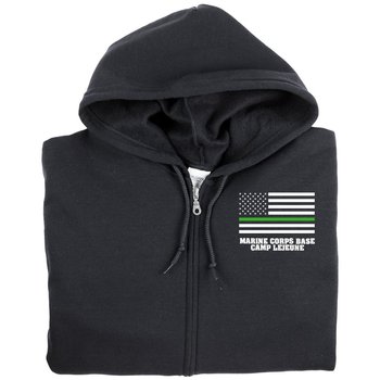 Thin Green Line Full-Zip Hooded Sweatshirt - Personalization Available from Positive Promotions