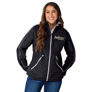 Elevate&reg; Women's 2-In-1 Rincon Eco Packable Lightweight Jacket - Embroidered Personalization Available from Positive Promotions