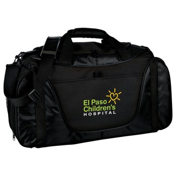 Port Authority® Medium Two-Tone Duffel - Embroidered Personalization Available from Positive Promotions