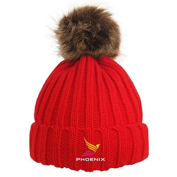 Cable Knit Beanie With Removable Pom - Embroidered Personalization Available from Positive Promotions