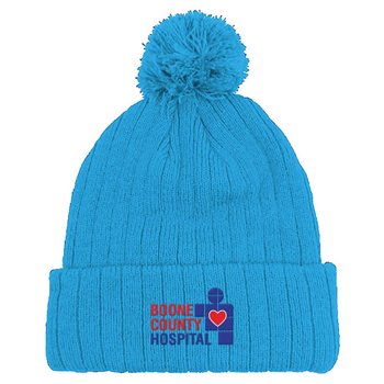 Beanie With Pom - Embroidered Personalization Available from Positive Promotions