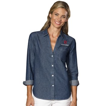 Blue Generation Women's Long Sleeve Untucked Denim Button Down Shirt - Embroidered Personalization Available from Positive Promotions