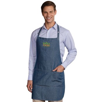 Blue Generation Men's Cotton Denim Bib Apron - Personalization Available from Positive Promotions