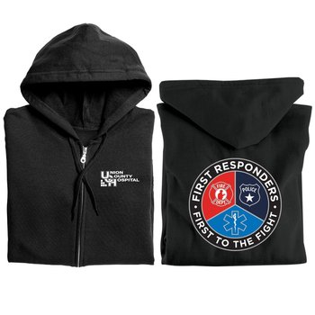 First Responders, First To The Fight Gildan® Heavy Blend Full-Zip Hooded Sweatshirt With Optional Personalization from Positive Promotions