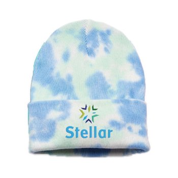 Retro Tie-Dye Knit Beanie - Embroidered Personalization Available from Positive Promotions