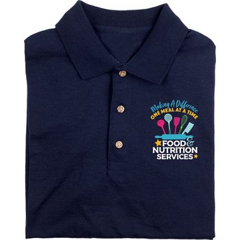 Food & Nutrition Services: Making A Difference One Meal At A Time Unisex Gildan&reg; DryBlend Jersey Polo - Embroidered Personalization Available from Positive Promotions