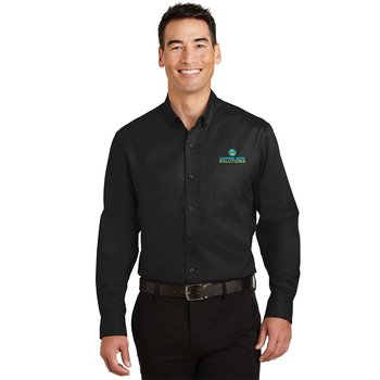Port Authority® SuperPro Twill Button Down Shirt - Embroidered Personalization Available from Positive Promotions