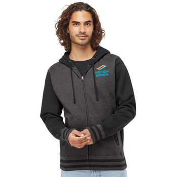Independent Trading® Unisex Varsity Full-Zip Letterman Fleece Hoodie - Embroidered Personalization Available from Positive Promotions