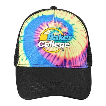 Retro Fun Tie-Dye Adult Trucker Hat - Embroidered Personalization Available from Positive Promotions