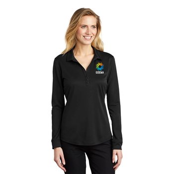 Port Authority® Women's Silk Touch Performance Long-Sleeve Polo - Embroidered Personalization Available from Positive Promotions