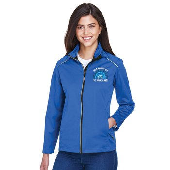 Child Abuse Prevention Core 365 Women's Techno Lite Three-Layer Knit Tech-Shell Jacket - Embroidered Personalization Available from Positive Promotions