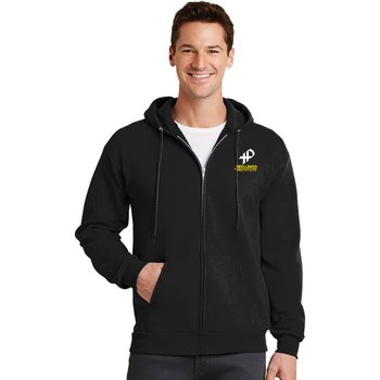 Port & Company® Unisex Core Fleece Full-Zip Hooded Sweatshirt - Embroidered Personalization Available from Positive Promotions