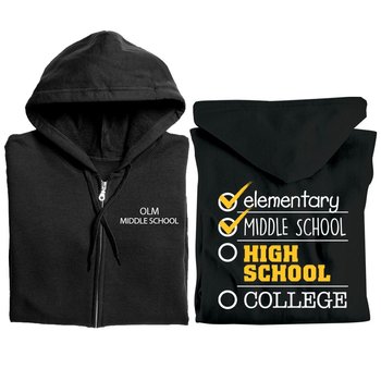 Graduation Checklist Gildan® Unisex Heavy Blend Full-Zip Hooded Two-Sided Sweatshirt - Silkscreened Personalization Available from Positive Promotions