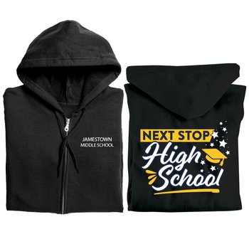 Next Stop: High School Gildan® Unisex Heavy Blend Full-Zip Hooded Two-Sided Sweatshirt - Silkscreened Personalization Available from Positive Promotions