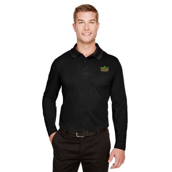 Devon & Jones CrownLux Performance Men's Plaited Long-Sleeve Polo - Embroidered Personalization Available from Positive Promotions