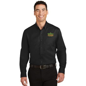 Port Authority® Tall SuperPro Twill Button Down Shirt - Embroidered Personalization Available from Positive Promotions