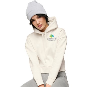 District® Women's Ultra-Soft Cozy Fleece Hoodie - Embroidered Personalization Available from Positive Promotions