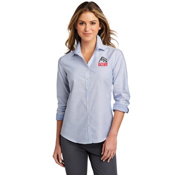 Port Authority® Women's SuperPro Oxford Stripe Button Down Shirt - Embroidered Personalization Available from Positive Promotions