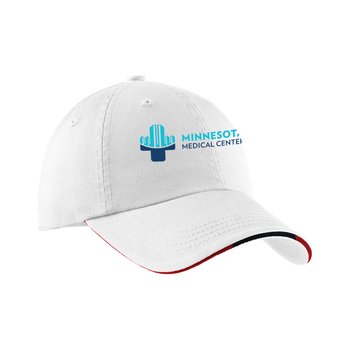 Port Authority® Sandwich Bill Cap with Striped Closure - Embroidered Personalization Available from Positive Promotions