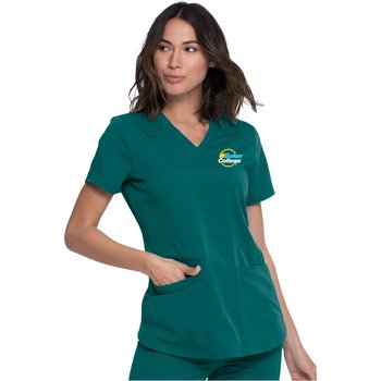 Dickies® Women's V-Neck 5-Pocket Scrub Top - Embroidered Personalization Available from Positive Promotions