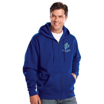 Premium Unisex Full-Zip Hooded Sweatshirt - Embroidered Personalization Available from Positive Promotions