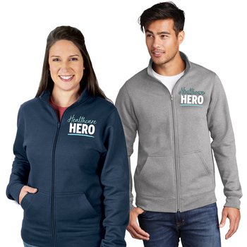 Nursing Home Staff Port & Company® Unisex Core Fleece Cadet Collar Full-Zip Sweatshirt - Embroidered Personalization Available from Positive Promotions
