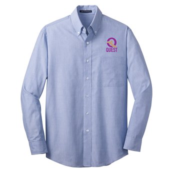 Port Authority® Men's Crosshatch Easy-Care Shirt - Embroidered Personalization Available from Positive Promotions