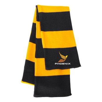 Sportsman Rugby-Striped Two-Tone Knit Scarf - Embroidered Personalization Available from Positive Promotions