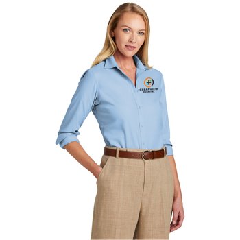 Brooks Brothers® Women's Wrinkle-Free Stretch Nailhead Button-Down Shirt - Embroidered Personalization Available from Positive Promotions