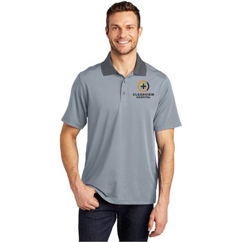 Port Authority® Unisex Fine-Stripe Performance Polo - Embroidered Personalization Available from Positive Promotions