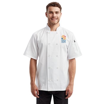 Artisan Collection by Reprime Unisex Short-Sleeve Sustainable Chef's Jacket - Embroidered Personalization Available from Positive Promotions