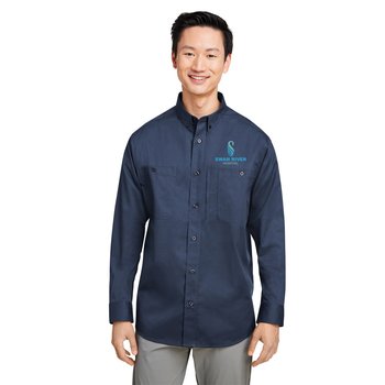 Harriton® Men's Advantage Double-Pocket Long-Sleeve Work Shirt - Embroidered Personalization Available from Positive Promotions
