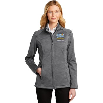 Healthcare Team Pride Port Authority® Women's Luxtreme® Heathered Soft-Shell Jacket - Embroidered Personalization Available from Positive Promotions