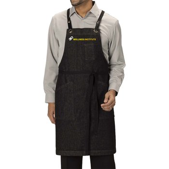 Unisex 3-Pocket Denim Bib Apron - Embroidered Personalization Available from Positive Promotions