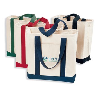 Port Authority® Ideal Twill Two-Tone Shopping Tote Bag - Heat Transfer Personalization Available from Positive Promotions